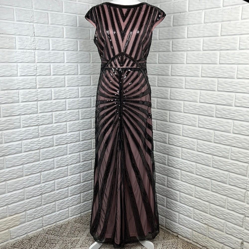 FUNDAISY Sequin Sheer Formal Gown Black Pink size Small
